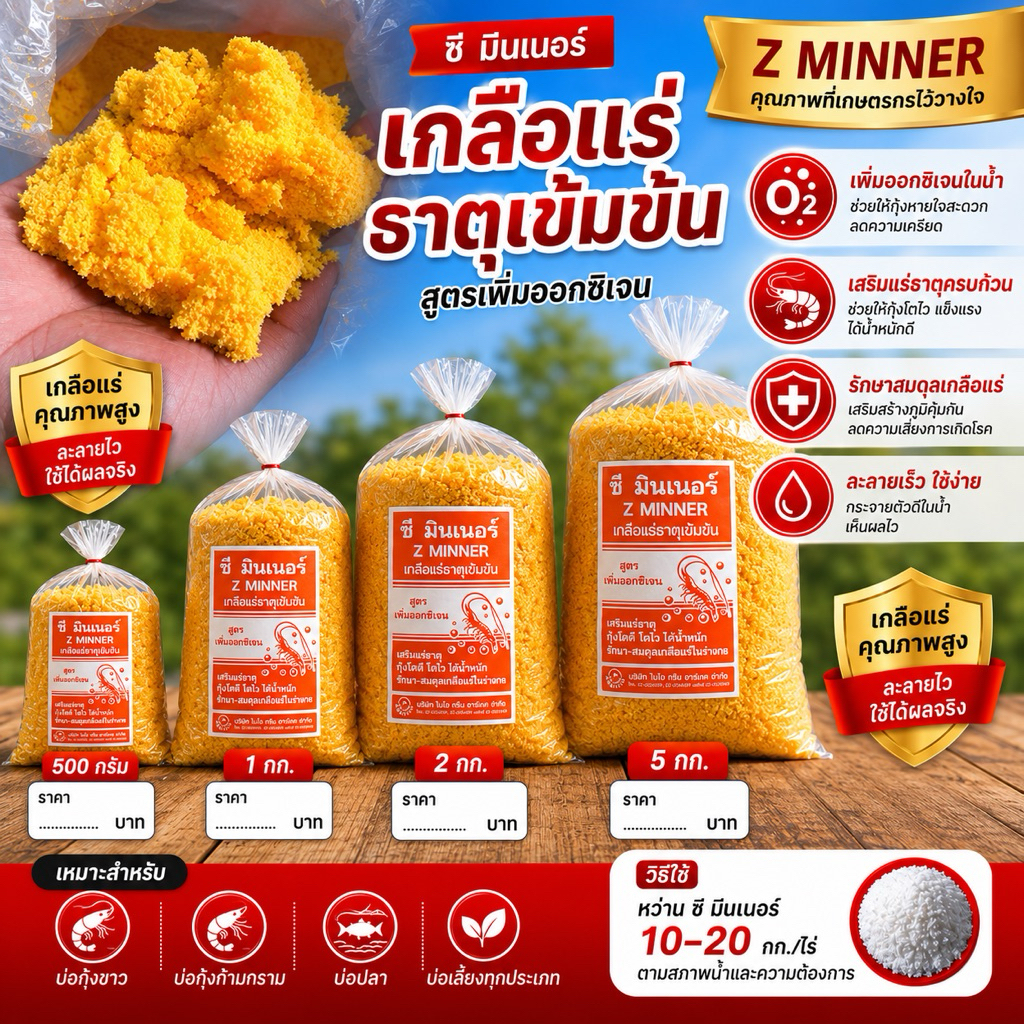 แร่ธาตุและวิตามินรวมสูตรเข้มข้นสำหรับกุ้ง และปลาสวยงาม