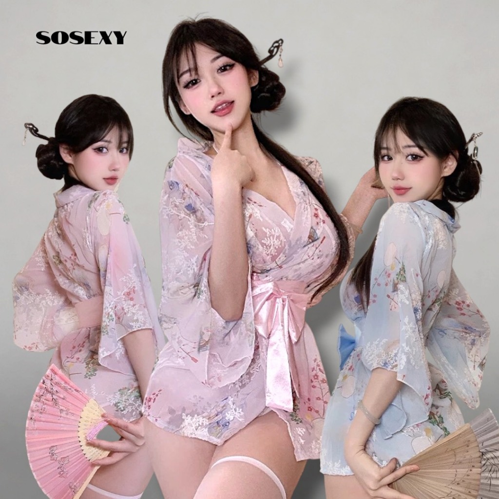 Sosexy【พร้อมส่ง】ชุดนอนกิโมโนญี่ปุ่น ชุดนอนคอสเพลย์ มี2สี
