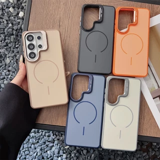เคสสำหรับ Samsung S26 Ultra พร้อมวงแหวนแม่เหล็ก ขาตั้งเลนส์ ผิวสัมผัสแบบด้าน S25FE/S24+/S23U ครอบคลุมเต็ม เคสกันกระแทก