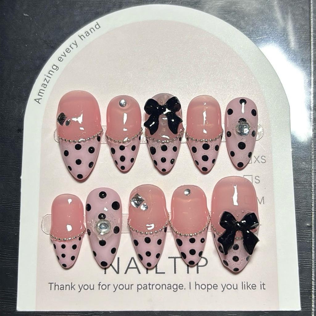 polka dot 💗 เล็บเจลแท้สีชมพูอ่อนหวานหวาน คุณหนูมาก ><