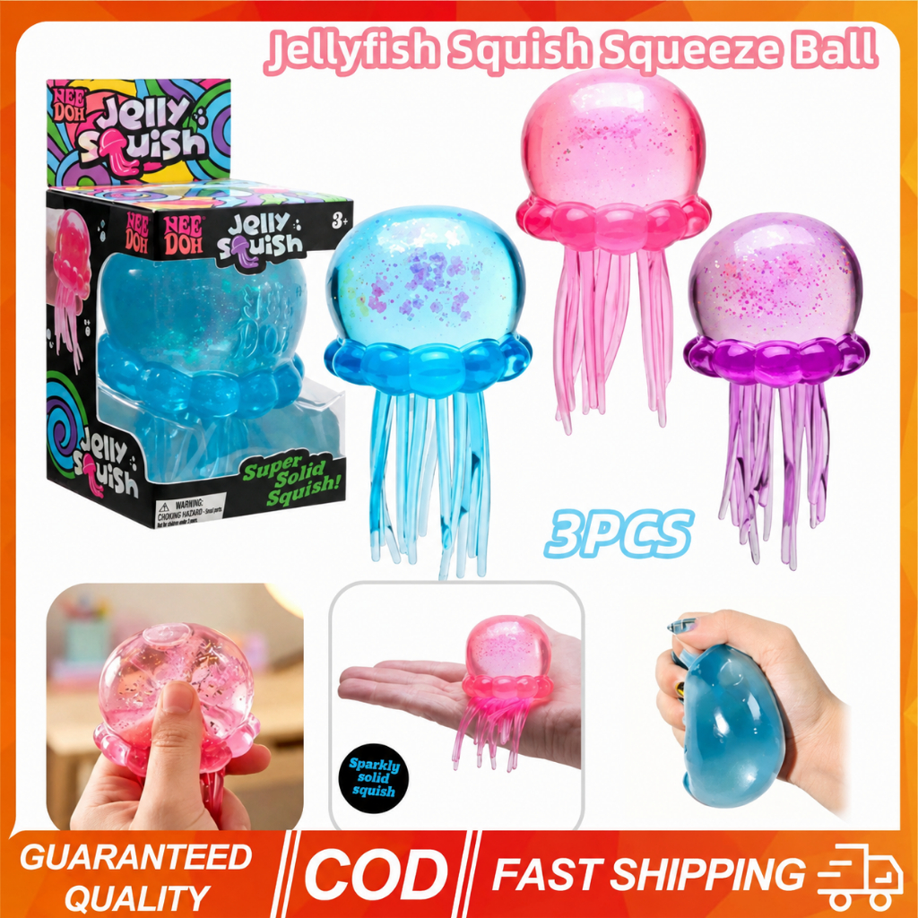 COD🔥Needoh Jelly Squish แมงกะพรุน Sugar Ball พร้อม Glitter บรรจุของเล่น Antistress ตลกสําหรับเด็กผู้ใหญ่นักเรียนเริ่มต้น