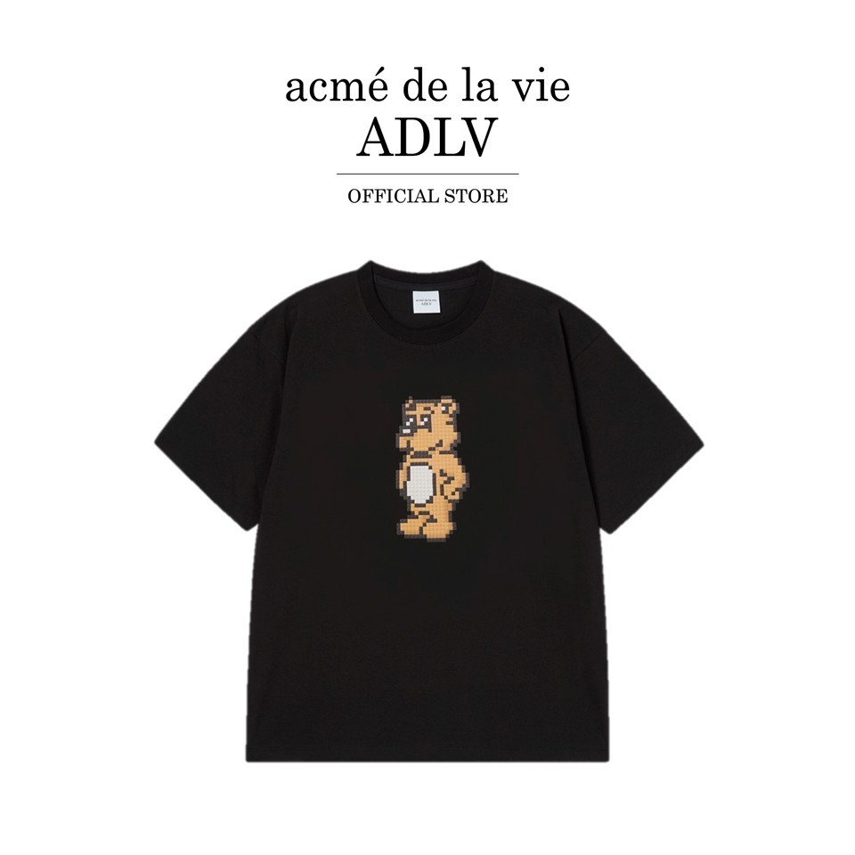 ADLV [acme de la vie] เสื้อยืด Oversize รุ่น Block Ac Bear Short Sleeve T-Shirt Black (50031SBKSSU_S6BKXX)