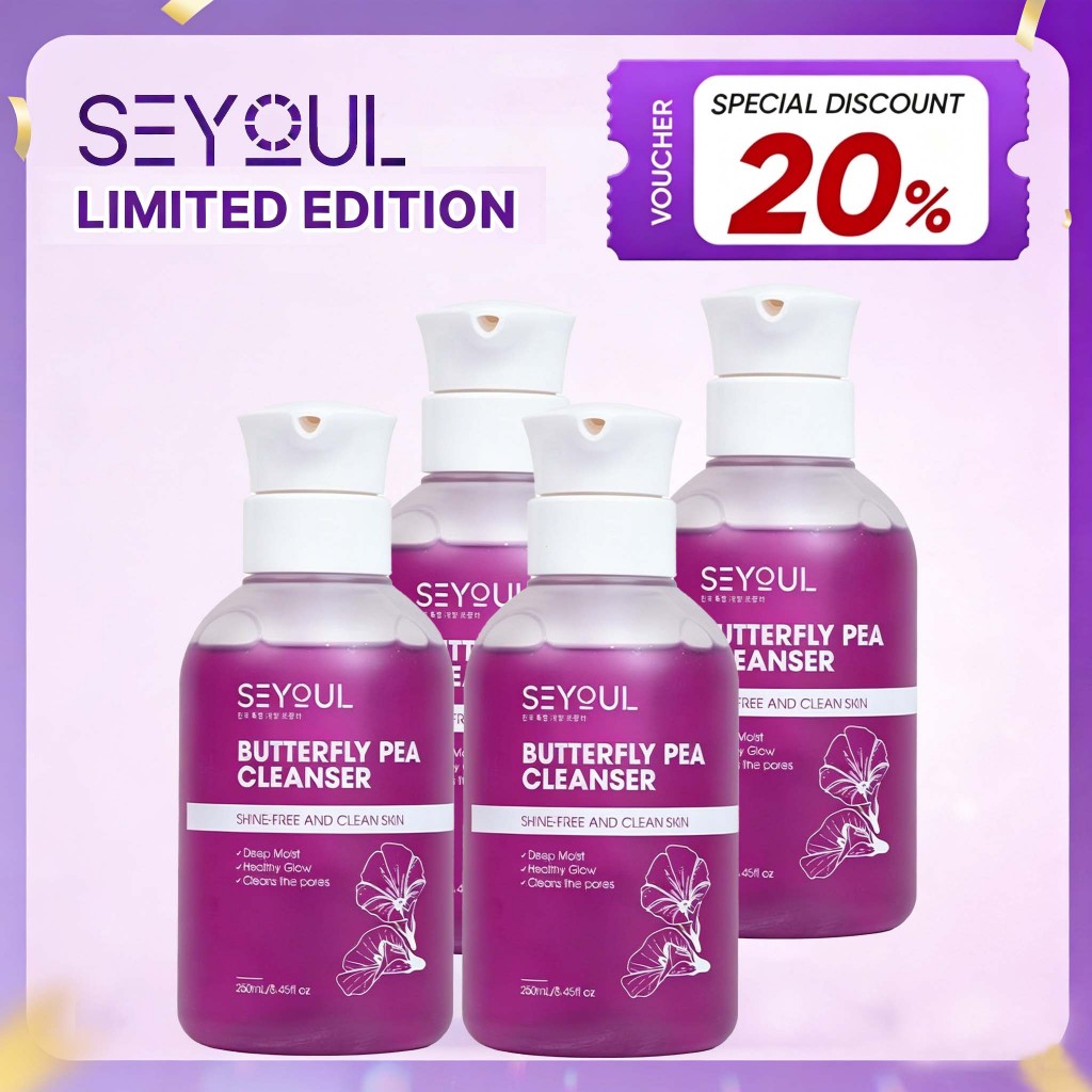 COMBO 4 Butterfly Pea Cleanser SEYOUL ทำความสะอาดล้ำลึก ผิวกระจ่างใส เหมาะสำหรับทุกสภาพผิว 250 กรัม