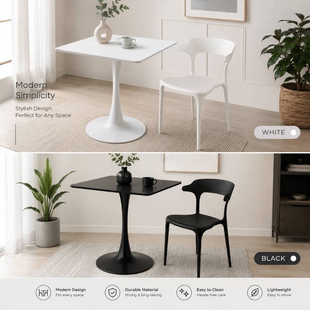 โต๊ะบาร์ โต๊ะกาแฟ ทรงเหลี่ยม ขนาด70*70*74cm สีดำและสีขาว พร้อมส่งในไทย ออกใบกำกับได้