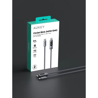 AUKEY CB-DCC246 สายชาร์จเร็ว Circlet Blink 240W EMO USB-C Cable 2m. พร้อมหน้าจอ LED