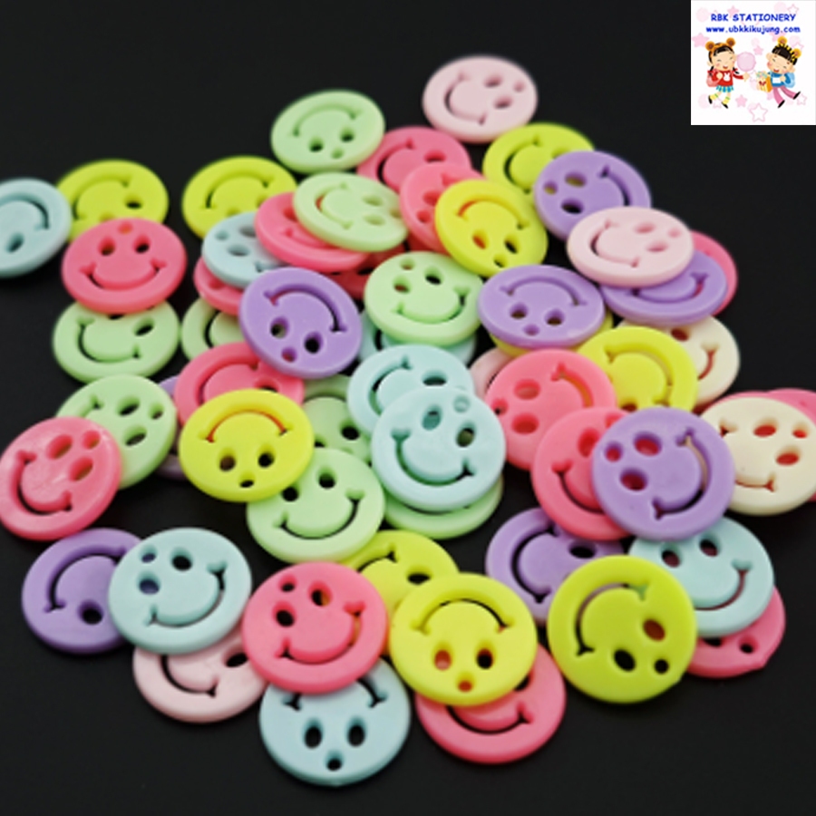 จี้หน้ายิ้ม จี้รอยยิ้ม จี้ห้อยคอ สีพาสเทล 25 ชิ้น/ห่อ ลูกปัด อุปกรณ์พวงกุญแจ อุปกรณ์ DIY