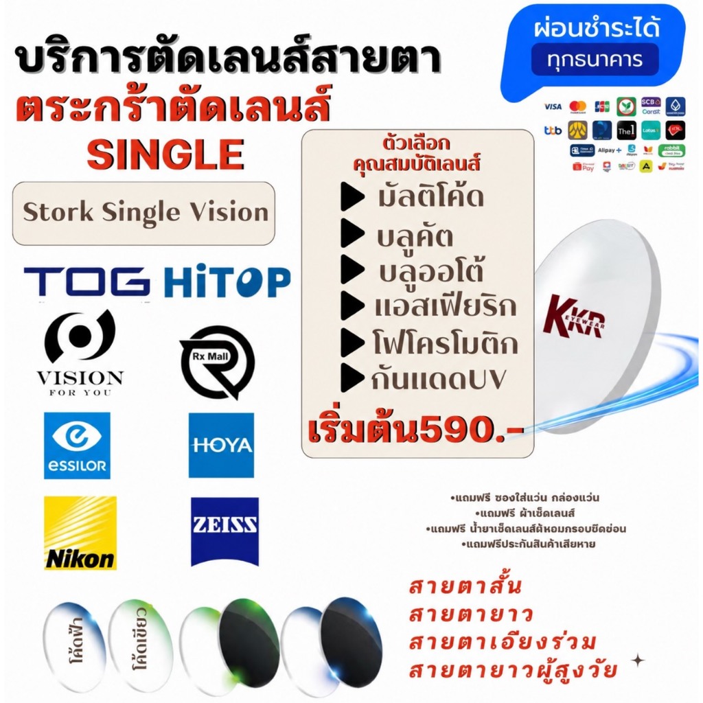 [ผ่อนได้]ตัดเลนส์สายตา Blue Auto Lens บลูออโต้ (เปลี่ยนสี) เลนส์กรองแสงสีฟ้าBlue Cet ตัดใหม่ทุกอันตามออเดอร์