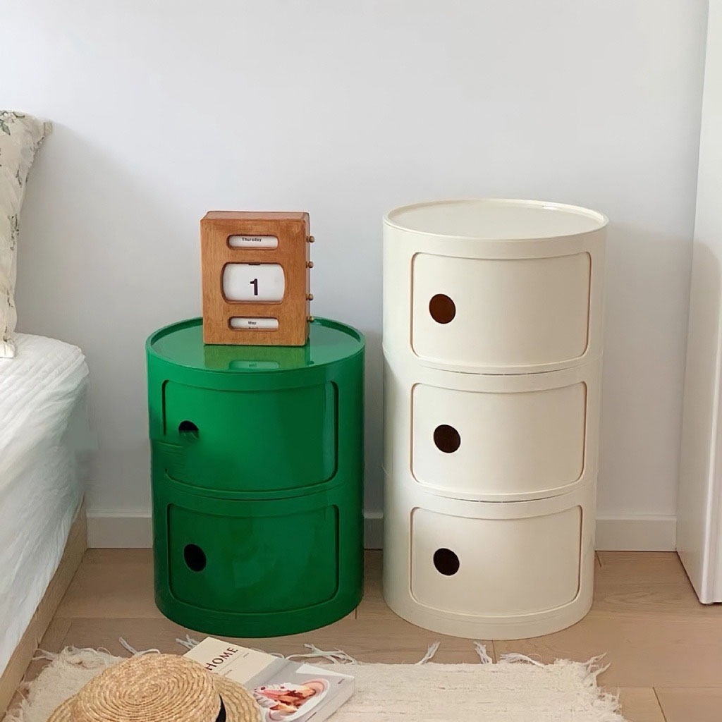 Nordic ins Influencer โต๊ะข้างเตียงโมเดิร์นสีขาว Creative Storage ตู้ขนาดเล็กห้องนอน Simple ล็อคด้านข้างตู้ตู้เก็บของ ชั