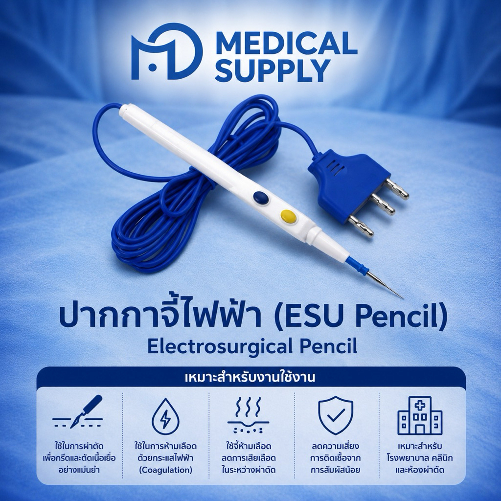 ด้ามจี้ไฟฟ้า Electrosurgical Pencil พร้อมสาย | อุปกรณ์ผ่าตัดทางการแพทย์