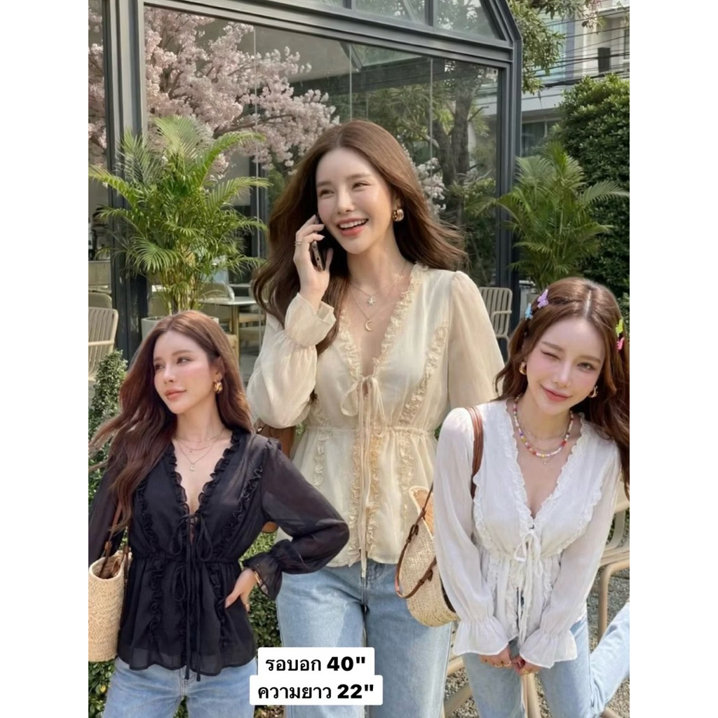 #Cottoncandy เสื้อรุ่นนี้สวยมากๆ ผ้านิ่มๆพลิ้วๆ ใส่สวย ใส่สบาย ดีเทลแต่งเลเยอร์เพิ่มความละมุน สวยหวาน ลงตัวมาก