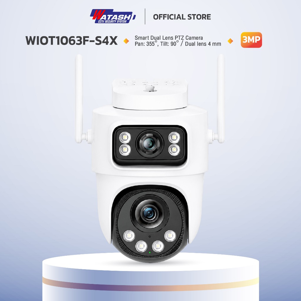 (ฟรีสติเกอร์ ยันกันภัย 1ใบ) Watashi iot รุ่น WIOT1063F-S4X กล้องดูโอ้ 4ล้าน + 4ล้าน หมุนได้ โต้ตอบ 2ทาง ประกัน Lifetime