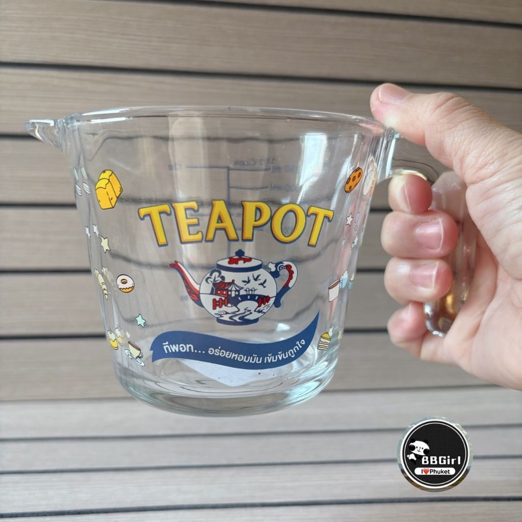 แก้วชงร้อน แก้วตวงแบบมีสเกล มีหูจับ ลายคาเนชั่น/ทีพอท/8ออนซ์/350มล./500มล. ❗️❗️มีเก็บปลายทางค่ะ❗️❗️