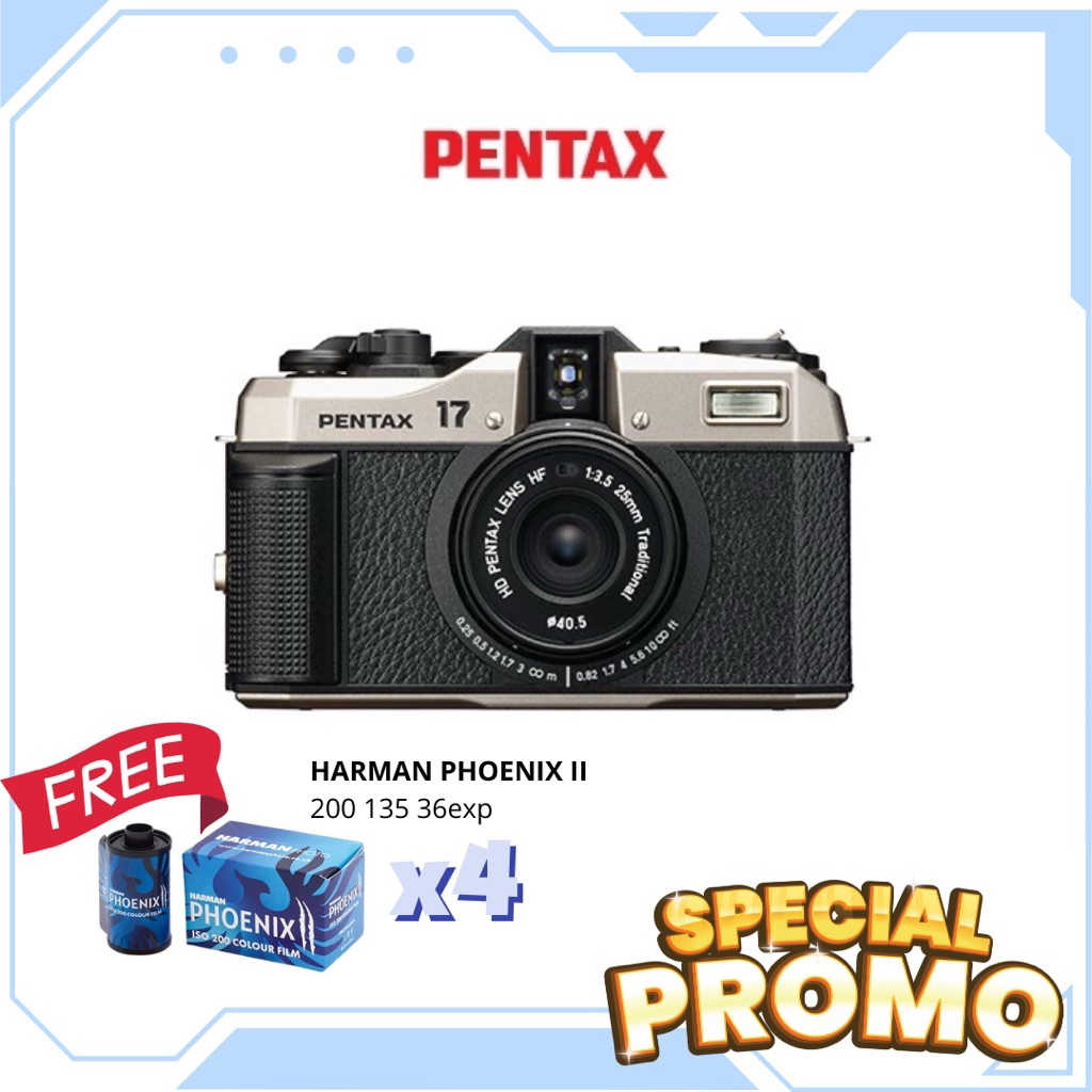 PENTAX 17 กล้องฟิล์มคอมแพคแบบ Half-Frame แถมฟรีฟิล์ม HARMAN PHOENIX II 200 135 36exp จำนวน 4 ม้วน