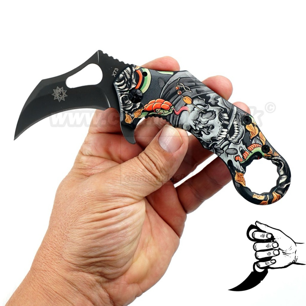🦑 Derespina Karambit Folding Hunting Knife no.X73