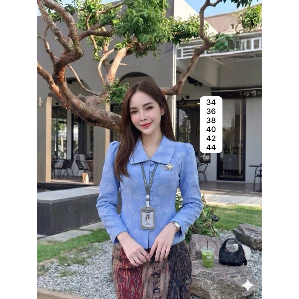 เสื้อผ้าฝ้าย เนื้อลายจุด ใส่ไปทำงานได้ ผ้าเกรดพรีเมี่ยม สินค้าพร้อมส่ง
