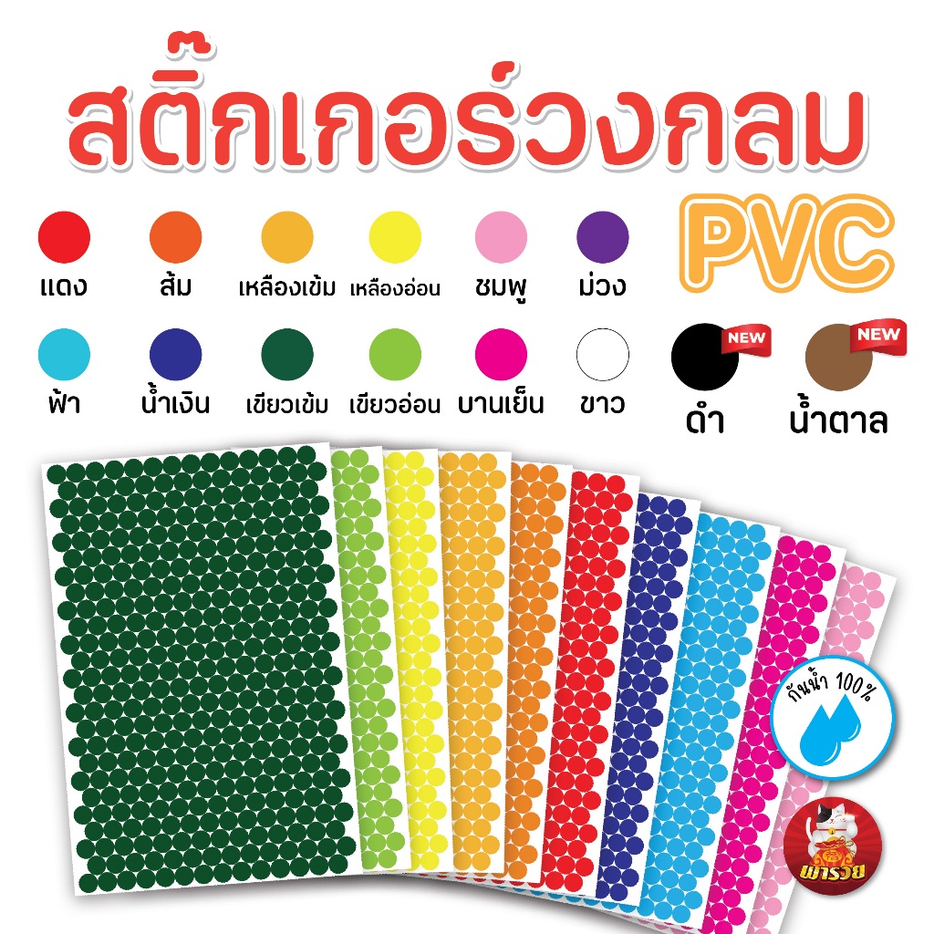 (ขายปลีก) สติ๊กเกอร์วงกลม สติ๊กเกอร์จุดสี เทา ครีม PVC กันน้ำ 100% สติ๊กเกอร์คัดกรอง (รบกวนสั่งขั้นต่ำ 5 แผ่น)