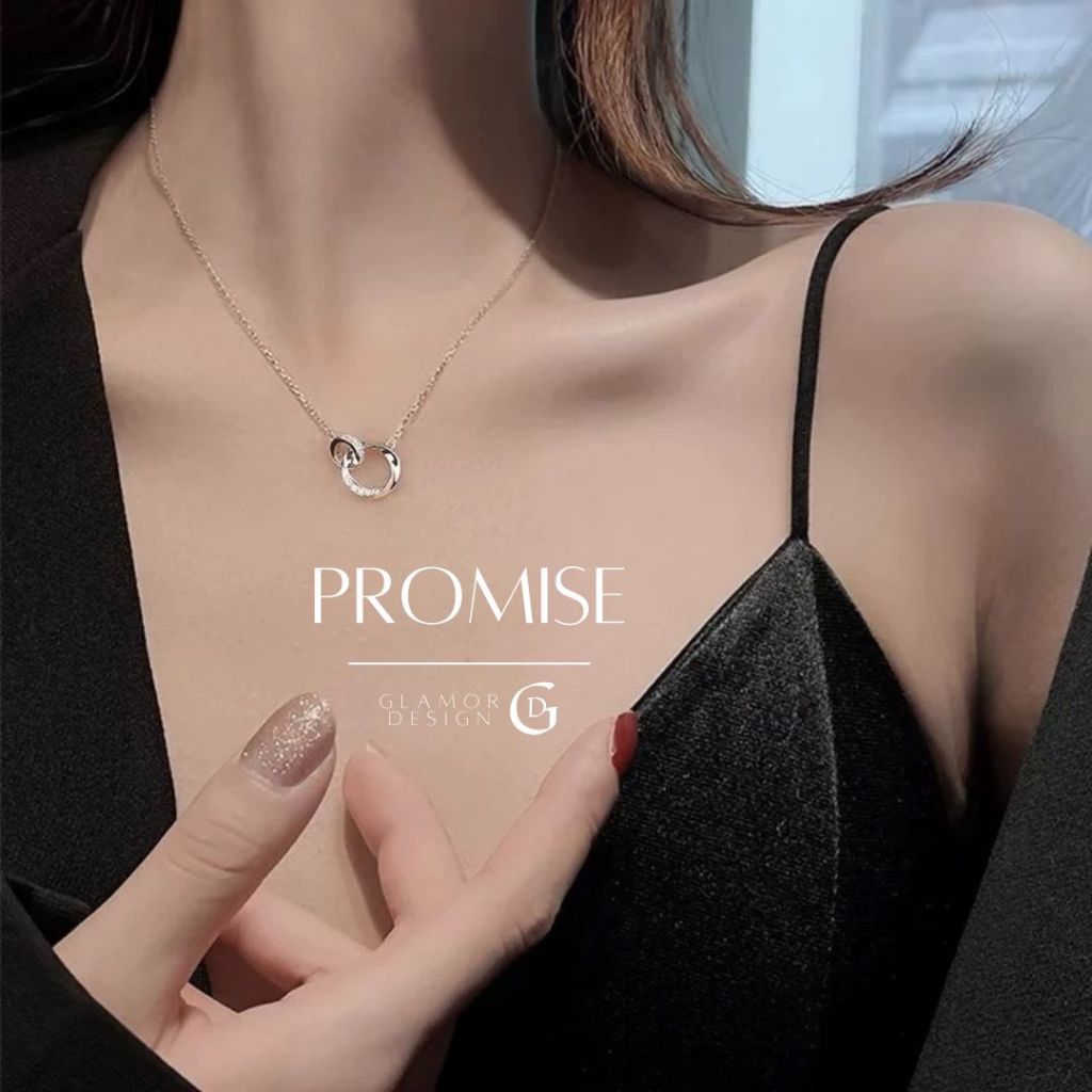 GLAMOR✨สร้อยคอเงิน Promise สร้อยคอวงแหวนคู่โมเบียส เข้ากับทุกชุด ประณีต เข้ากับทุกชุด