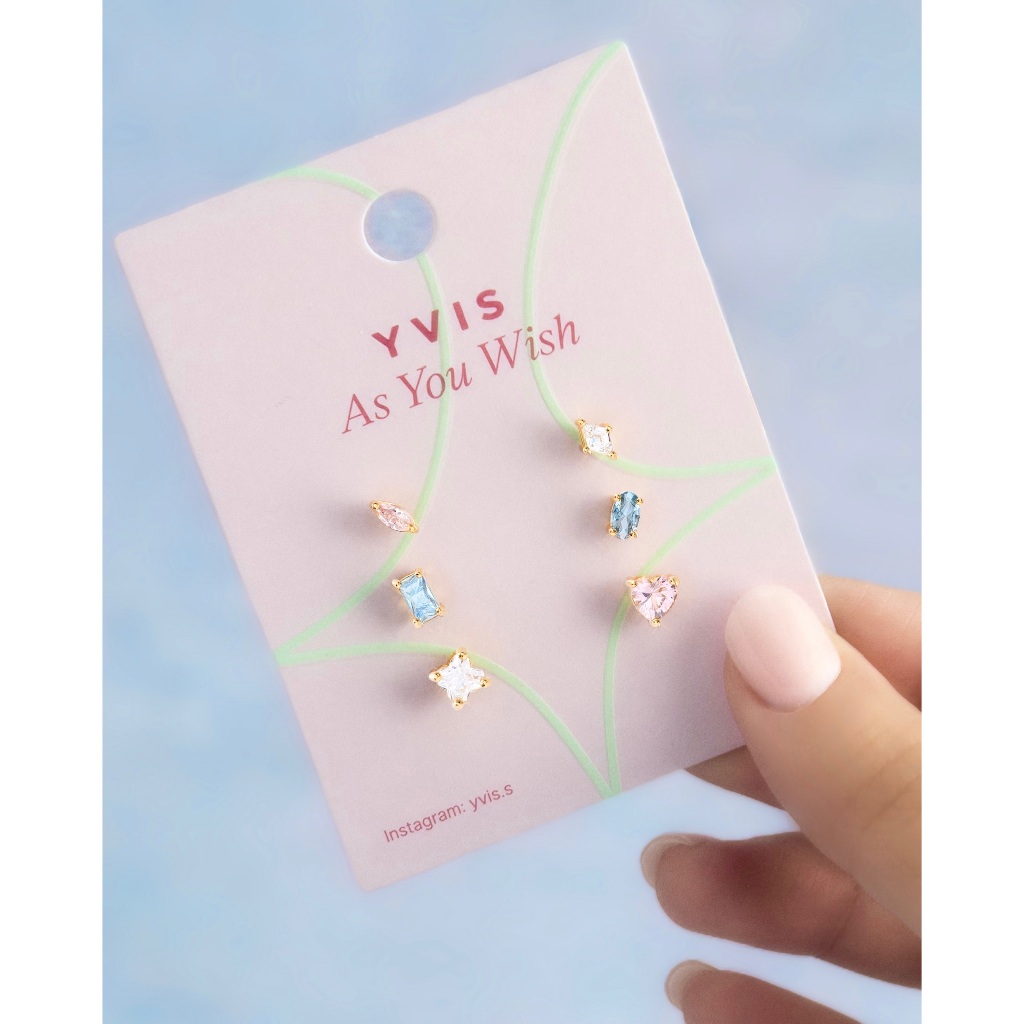 YVIS Nyx Brass Stud Earrings Set - Uranus Heart Collection