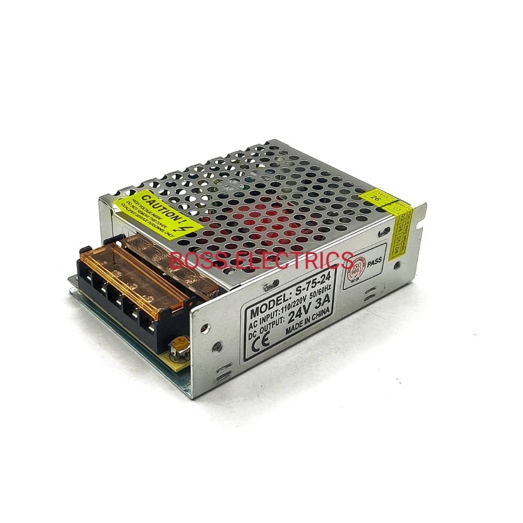 S-75-24 24VDC 3A Switching Power Supply ตัวแปลงไฟ INPUT.100-240VAC  OUTPUT.  24VDC 3A