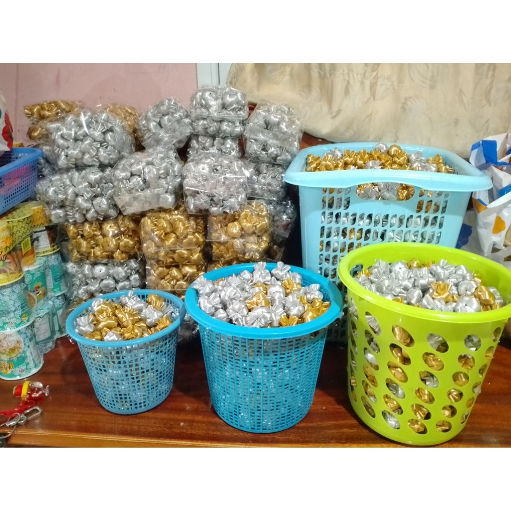 โปรยทานถุงเงินถุงทอง ตัวเปล่า คละสี (ยกตะกร้า) พร้อมส่ง!