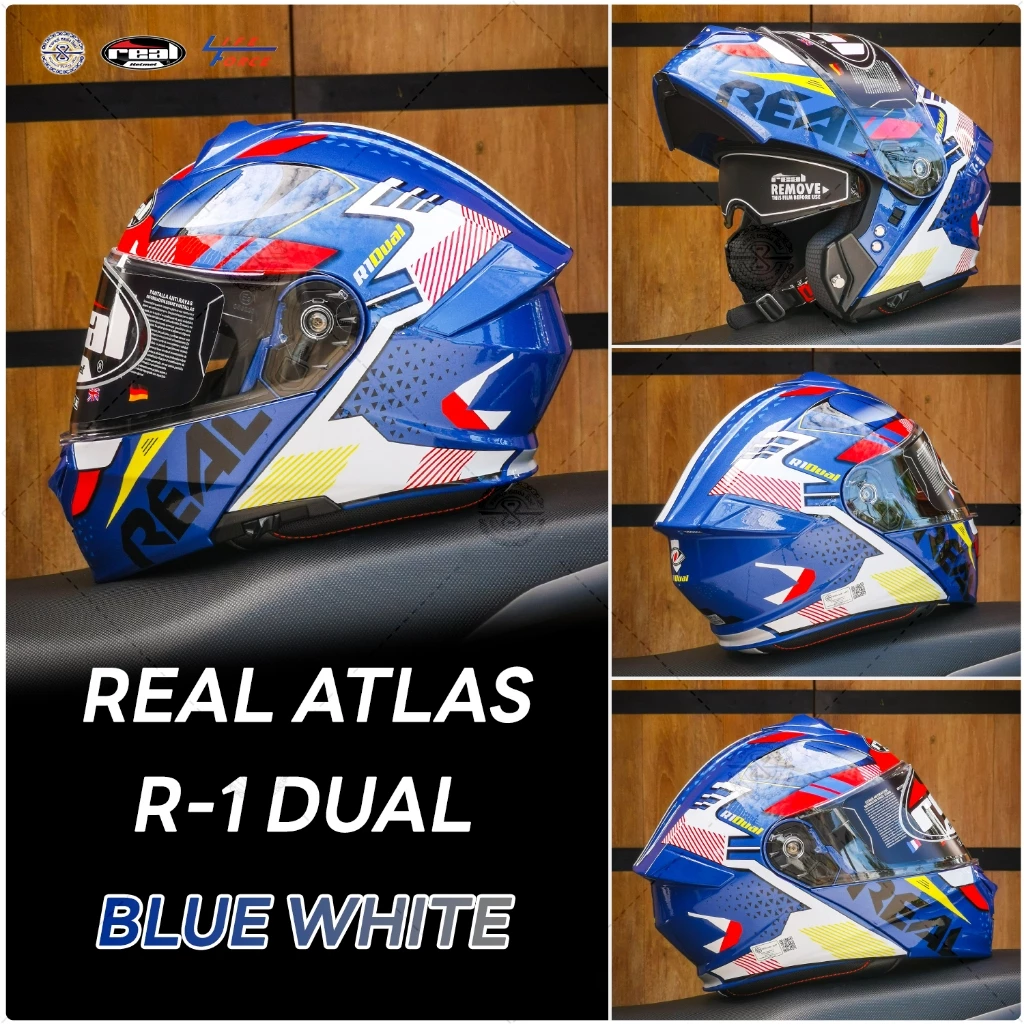 หมวกกันน็อค Real รุ่น Atlas R1 Dual มีให้เลือก 3 สี 4 Size *ต้องเผื่อไซส์ หมวกยกคาง สปอร์ตกึ่งทัวริ่ง thumbnail 5