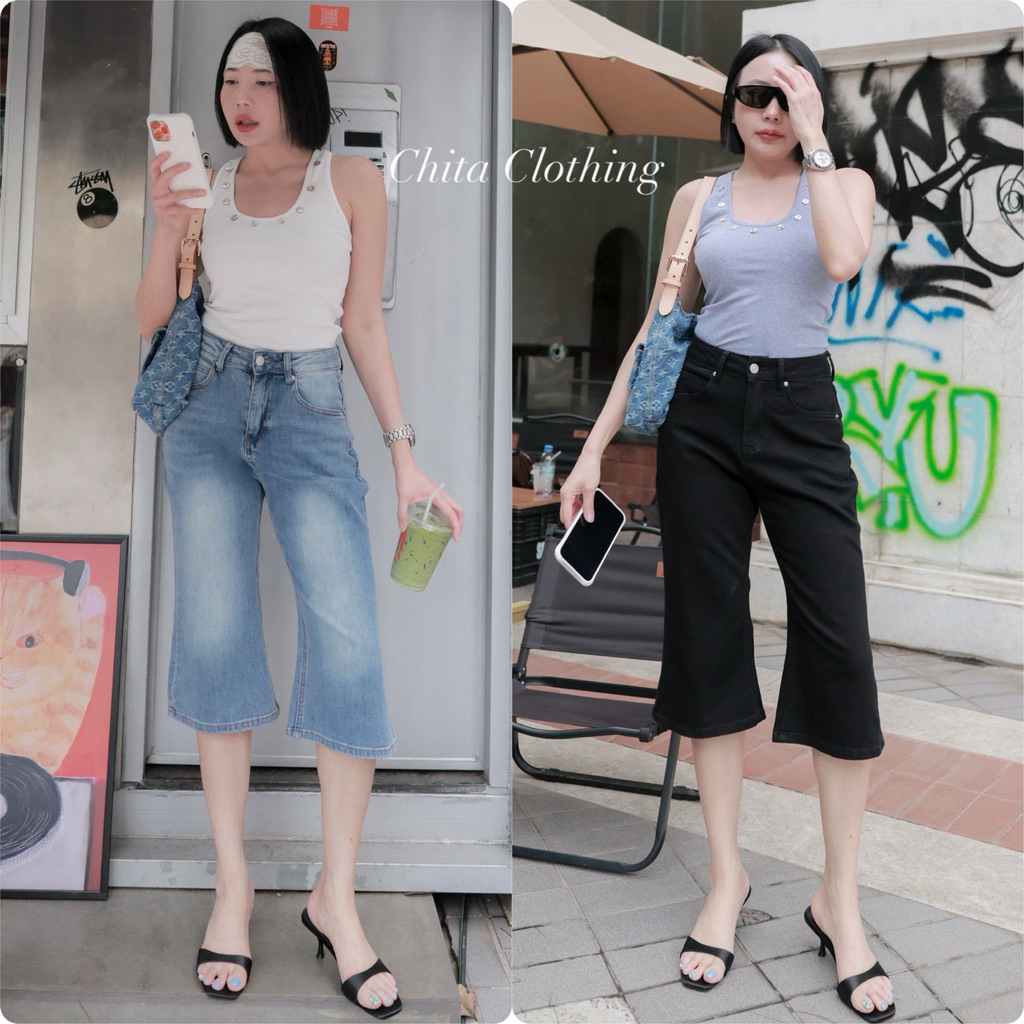 📍พร้อมส่ง📍11128 🇰🇷FSY Capri Jeans กางเกงยีนส์คาปรี ผ้ายีนส์ยืดหยุ่นได้เยอะ กระชับหุ่นทรงสวยมาก