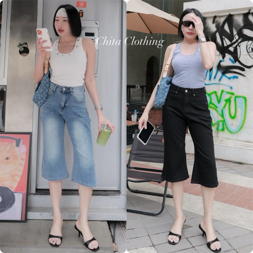📍พร้อมส่ง📍11128 🇰🇷FSY Capri Jeans กางเกงยีนส์คาปรี ผ้ายีนส์ยืดหยุ่นได้เยอะ กระชับหุ่นทรงสวยมาก
