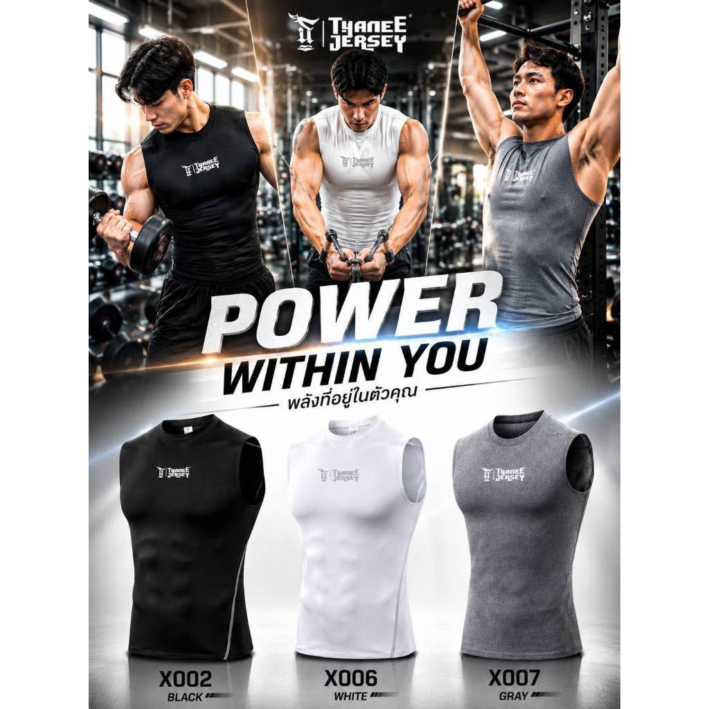 เสื้อรัดกล้ามเนื้อ PRO เสื้อรัดรูปแขนกุดระบายอากาศได้ดี X002-X006