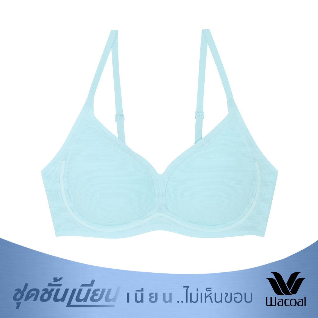 Wacoal Mood ชุดชั้นเนียน บราไร้โครง รุ่น MM1Y17 สีเขียวอมฟ้า (LT)