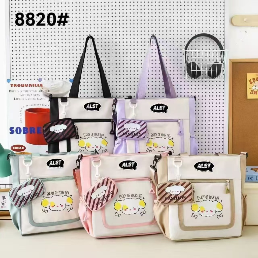 DNN168# สุ่มสี กระเป๋าผ้าร่มตัวแพง กระเป๋าทรงถุงผ้าหูหิ้ว+สะพายข้าง สายยาวปรับได้