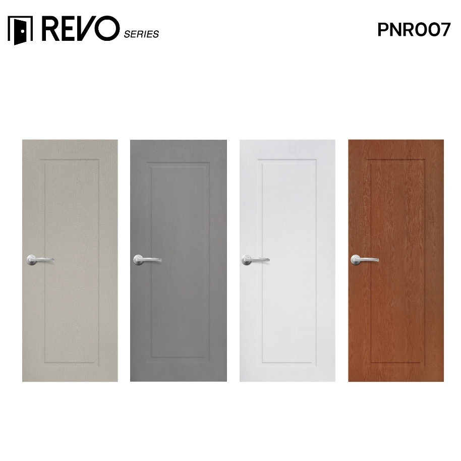 ส่งฟรี! ประตู uPVC รุ่น  PNR-007 ผิวเสี้ยนไม้ ประตูภายนอก ประตูภายใน ประตูทนแดด Polywood โพลีวูด
