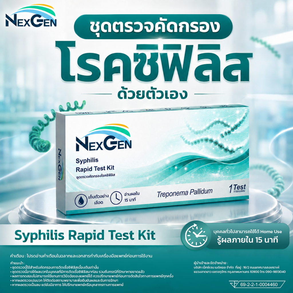 NexGen ชุดตรวจซิฟิลิส Syphilis โรคติดทางเพศสัมพันธุ์ Treponema Pallidum Rapid test kit ไม่ระบุชื่อสินค้า