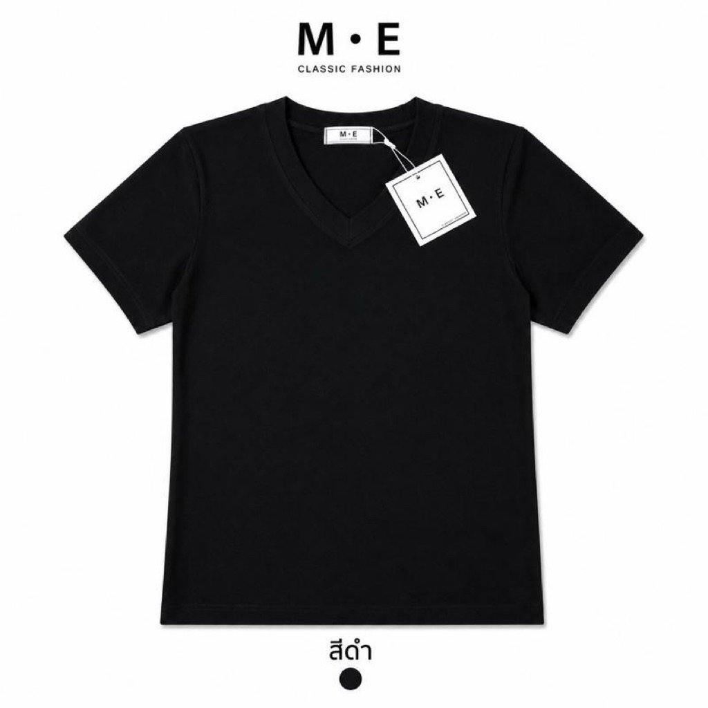 เสื้อยืดป้ายME คอวีสีพื้น รูปที่ 4
