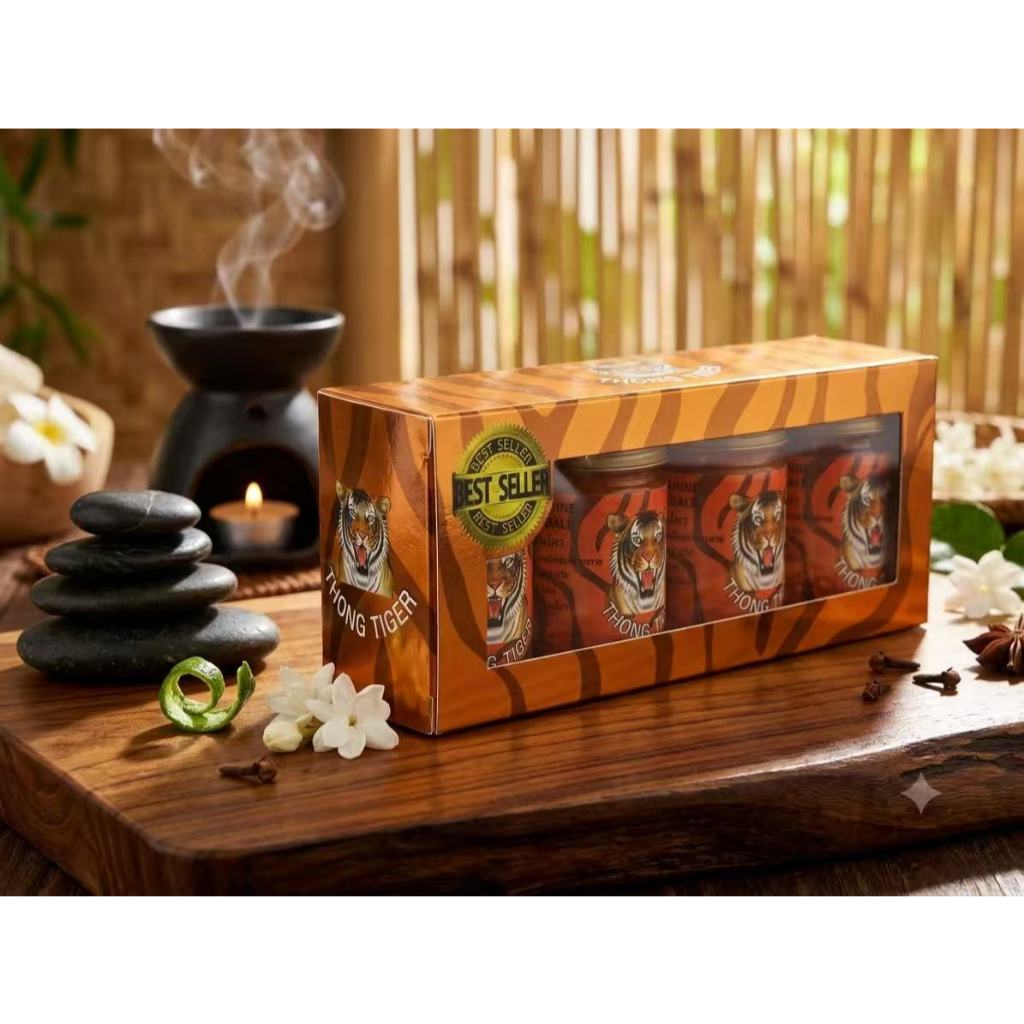 Thong Tiger Balm บรรเทาปวด [ แพ็ค4ขวด ] ขนาดบรรจุขวดละ 50 กรัม *สูตรร้อน*