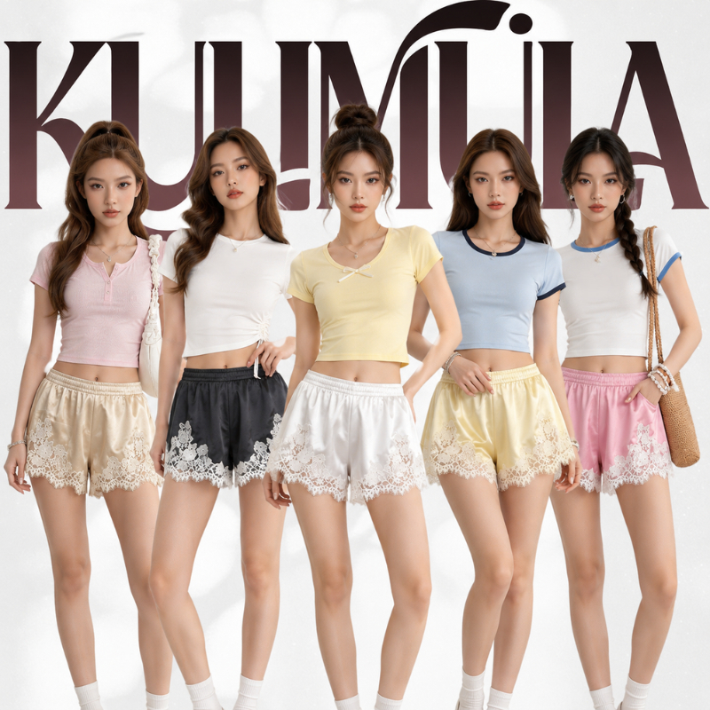KULIMULA lace shorts กางเกงขาสั้นลูกไม้ผ้าซาติน ดีเทลลูกไม้สวย ใส่คู่กับเสื้อทุกแบบได้ YD58