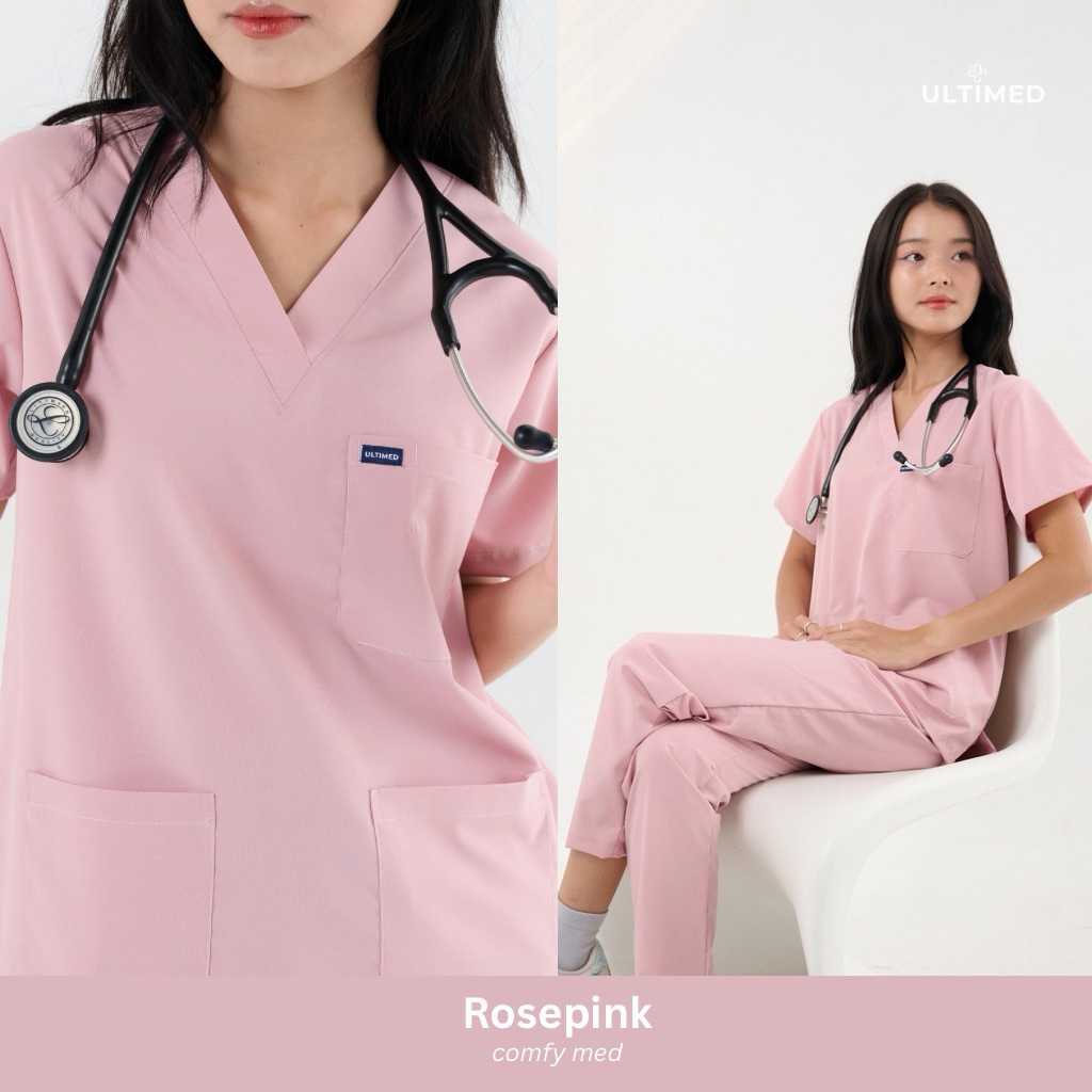 Ultimed | ชุดสครับ สี Rosepink รุ่น comfy med (เสื้อสครับ)