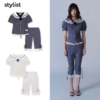 (พร้อมส่ง โค้ด 30% Max 1,000) STYLIST x Brinkkty -Blouses-Rosie-008- เสื้อกะลาสีแขนตุ๊กตา Pants-Rosie-006- กางเกง Capri