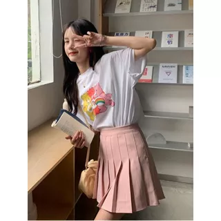 Cicishop(003/8812) กระโปรงเทนนิสเอวสูง สีพื้น มีกางเกงซับใน สไตล์สาวเกาหลี