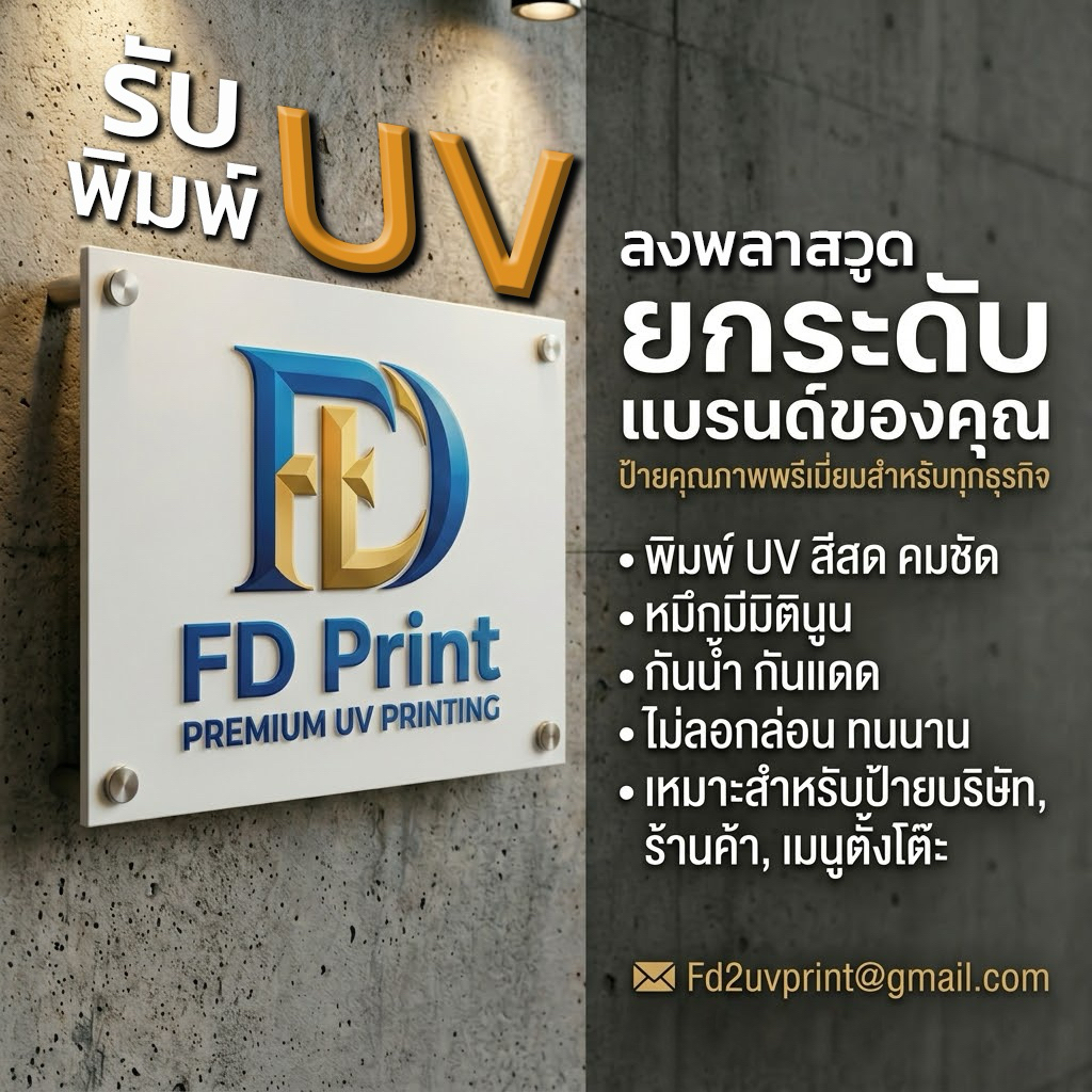 พลาสวูด พิมพ์ UV ตรงลงวัสดุ เคลือบเงาเน้นจุดได้  Uv Premium