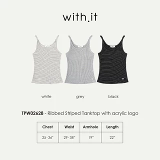 Ribbed Striped Tanktop with acrylic logo เสื้อกล้ามลายทางผ้าริบ - TPW02628