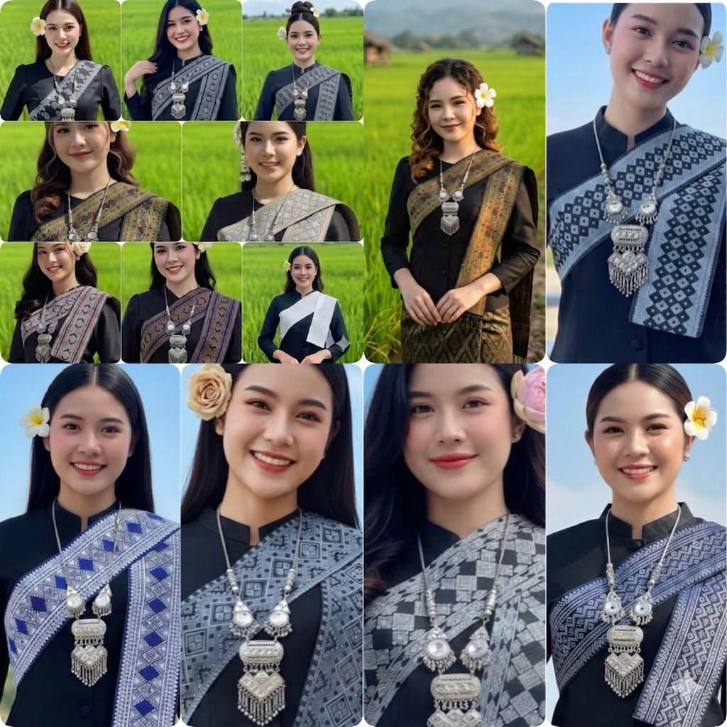 🖤✨ สไบสีดำสุดหรู เพียง 70 บาท! ✨🖤 ใส่แล้วดูเรียบหรู มีเสน่ห์แบบไทย ๆ 🪷