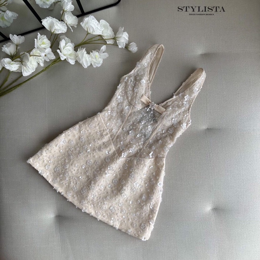 STYLISTA Dressปักเลื่อมดอก 3D ทั้งตัว(ไม่มีฟองน้ำ) รูปที่ 6