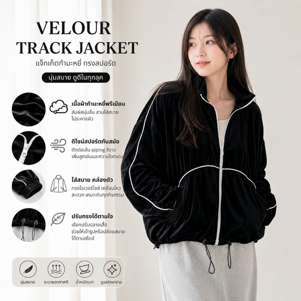 B058 เสื้อแจ็คเก็ตกำมะหยี่ CRAFT เสื้อคลุมแขนยาว เสื้อกันหนาว แบรนด์ญี่ปุ่น สไตล์สปอร์ตแคชชวล