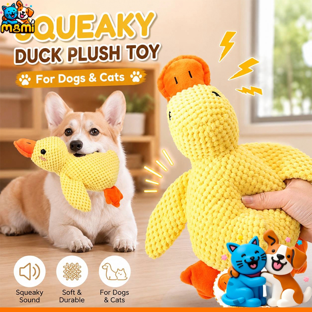 MI 🐶🐱 ของเล่นสุนัขและแมว ตุ๊กตาเป็ดแบบมีเสียง ตุ๊กตา Dogtoy