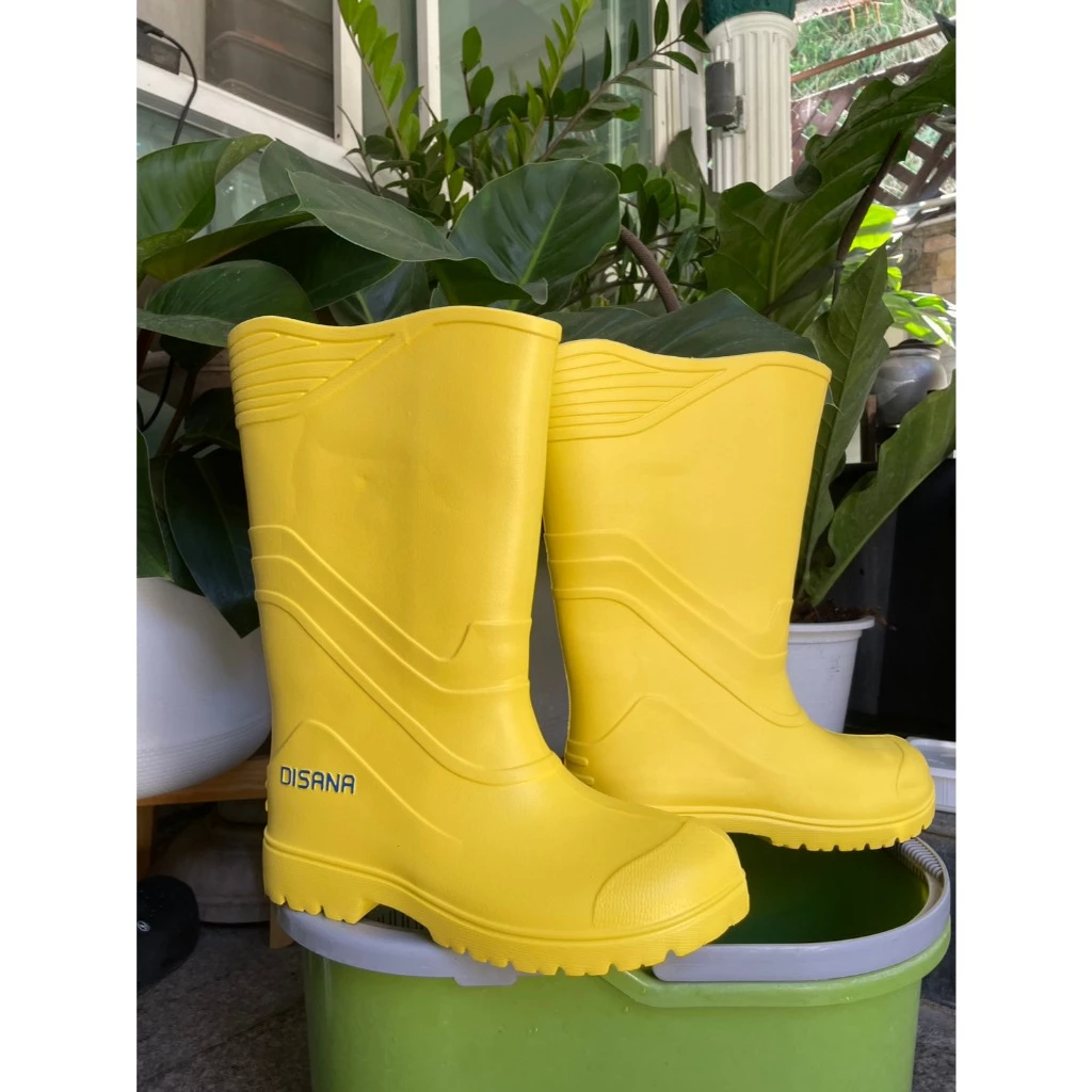 รองเท้าบู้ท EVA 13" กันนำ้ ลุยฝนยี่ห้อ Disana ทำในไทยสีเหลืองหนาทนกันลื่นซักความสะอาดได้ดีมาก
