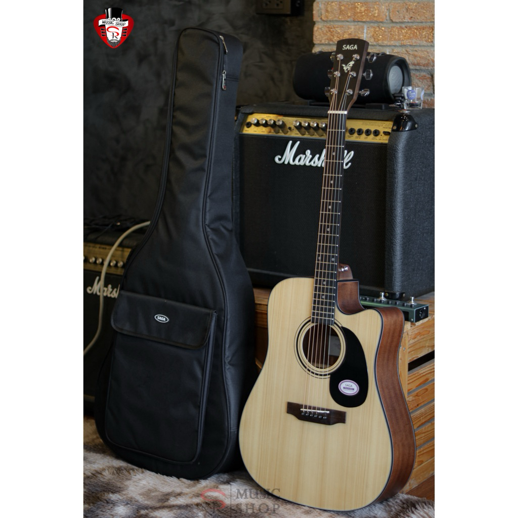 Saga กีตาร์โปร่ง Saga SF600C ทรง Dreadnought Cutaway