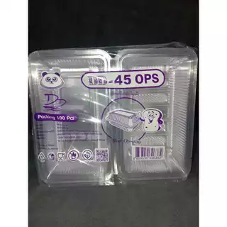 DD กล่องใสOPS DD-45(100ใบ) แบบไม่ล็อค บรรจุภัณฑ์เบเกอรี่ที่ใส่อาหาร กล่องขนม กล่องเค้ก