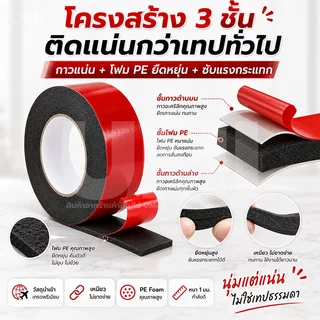 เทปโฟม เทปกาวสองหน้า ยาว10เมตร ไร้รอย ไม่ทิ้งคราบกาว ใช้ติดผนัง รถยนต์ กระจก กระเบื้อง กันน้ำ แรงยึดสูง ม่หลุดล่อน