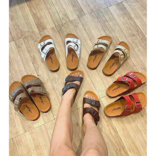Hi.soles รองเท้าแตะ รองเท้าสไตล์วินเทจ ไบเก้น #คาดคู่ พื้นน้ำตาล