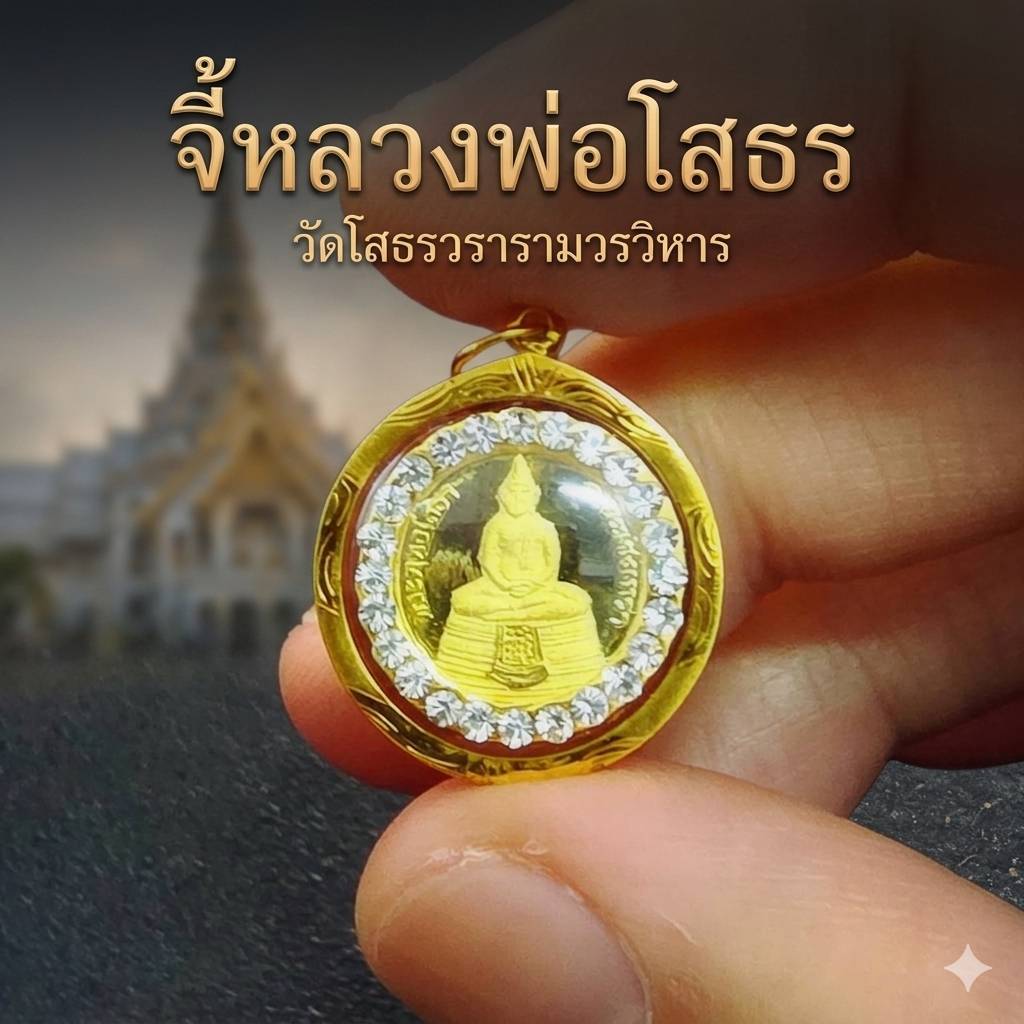 จี้หลวงพ่อโสธร หลังพระพุทธชินราช เลี่ยมทองแท้75% เหมาะสำหรับสร้อย 1-2สลึง
